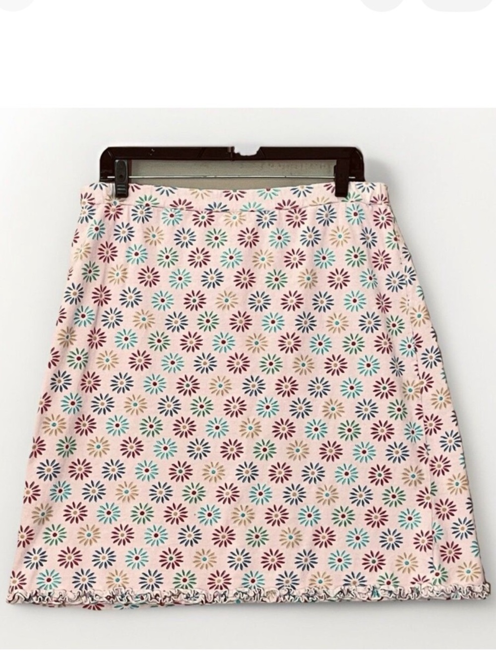 Fresh Produce Cotton Skirt Floral A Line Large Pink Daisy Print Ruffle Colorful